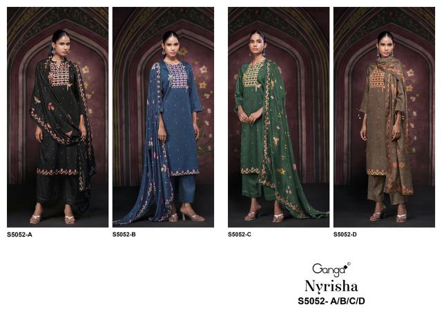 Ganga nyrisha 5052 wholesale dress material market in gujarat